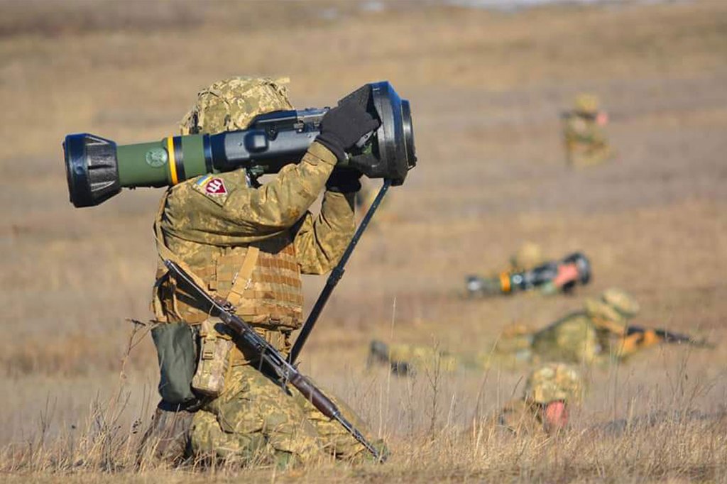 An undated photo released by the General Staff of the Armed Forces of Ukraine on Monday, February 14, 2022, shows Ukrainian soldiers of the 81st Separate Air Brigade testing anti-tank missile launch systems.