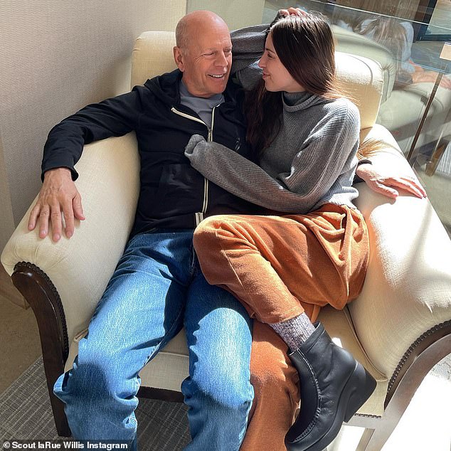 Willis was pictured with his daughter Scout, 30, in a photo she posted on Instagram on Friday