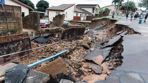 A road and a house were badly damaged after heavy rain in Durban on Tuesday.