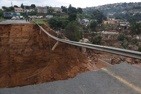 A road near Durban was destroyed on 13 April.