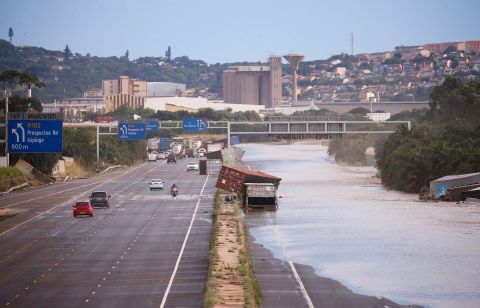Part of the N2 motorway in Durban was flooded on April 12.