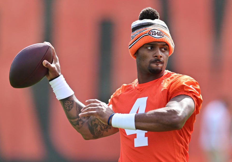 The 23rd woman who has filed a civil lawsuit against Cleveland Browns quarterback, Deshaun Watson, alleges that each defendant was offered $100,000 to settle.  (Ken Blaze - USA Today Sports)