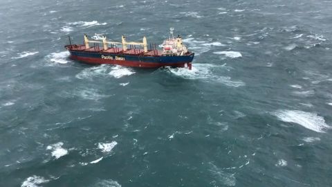 A cargo ship with 21 crew members on board remains stranded off the east coast of Australia on July 4, 2022.