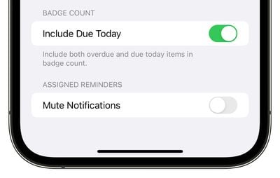 Includes ios 16 due today reminders