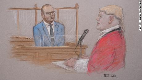 Court drawing shows Kevin Spacey attending a hearing in London on July 14.