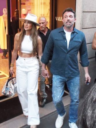Jennifer Lopez and her husband Ben Affleck were spotted shopping in Milan.  A large crowd waited outside the Brunello Cucinelli store to catch a glimpse of the newlyweds on their second honeymoon.  Pictured: Jennifer Lopez, Ben Affleck Reference: SPL5334477 250822 Non-exclusive Image: Mimmo Carriero/IPA/SplashNews.com Splash News and Pictures USA: +1 310-525-5808 London: +44 (0) 20 8126 1009 Berlin: + 49 175 3764166 photodesk@splashnews.com global rights no france rights no italy no portugal no spain rights