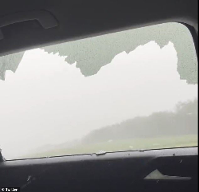 Hail smashed vehicle windows in Alberta Canada as a thunderstorm passed.  Gibran Marquez captured the moments when the cold overtook the car he was traveling in on Monday