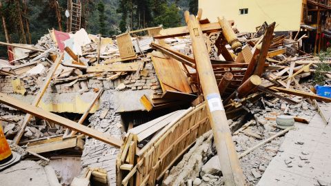 House collapses in Luoding County, Ganzi County, Sichuan Province, China, September 5, 2022.