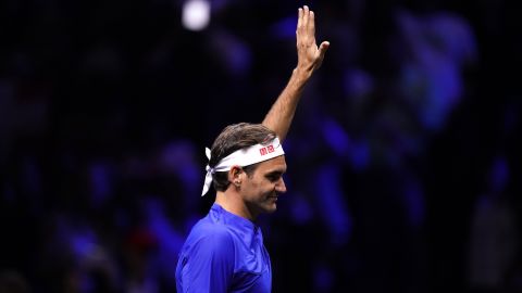 Roger Federer of Team Europe on the first day of the Laver Cup at the O2 Arena in London on Friday. 