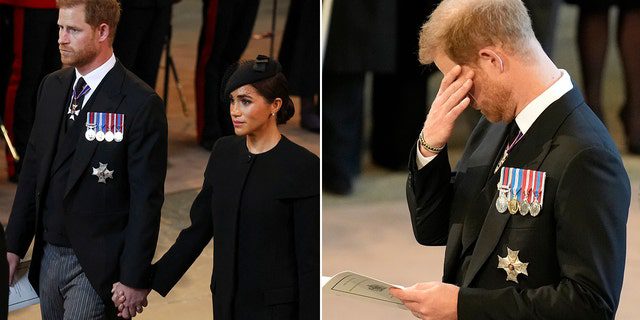 Prince Harry and Meghan Markle attend a meditation service for Queen Elizabeth II.