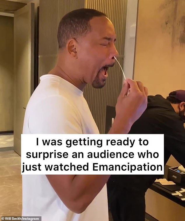 Surprise: The actor was hoping to surprise the audience who had just seen his new movie, Emancipation, but couldn't make it