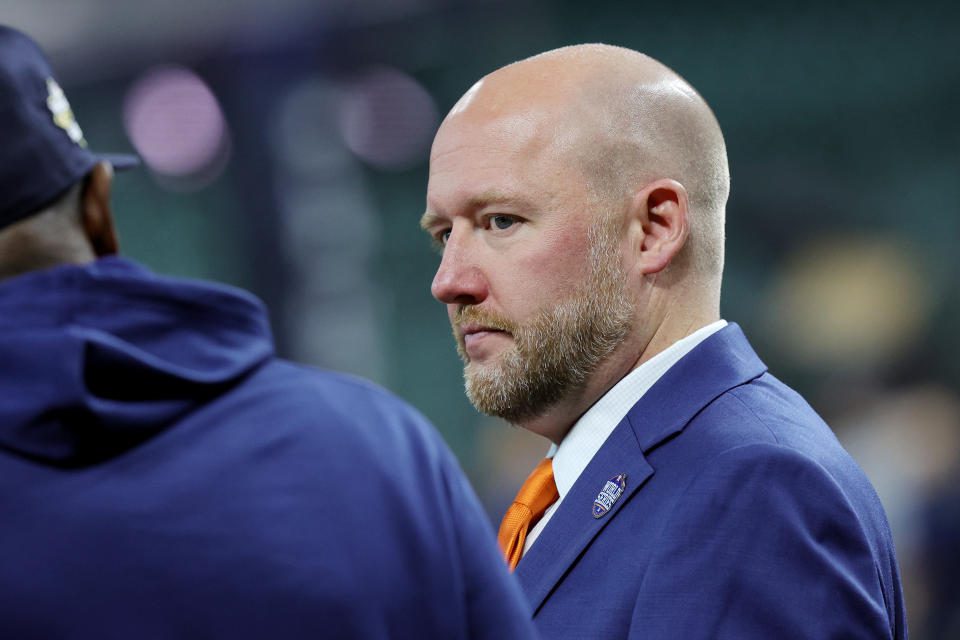 James Click, the general manager who led the Astros to win the world championship this season, and won a return to the team.  (Photo by Bob Levy/Getty Images)